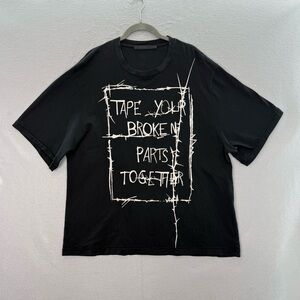 Haider Hckermann - men’s graphic print crew neck Henley black& white T-shirt XXL